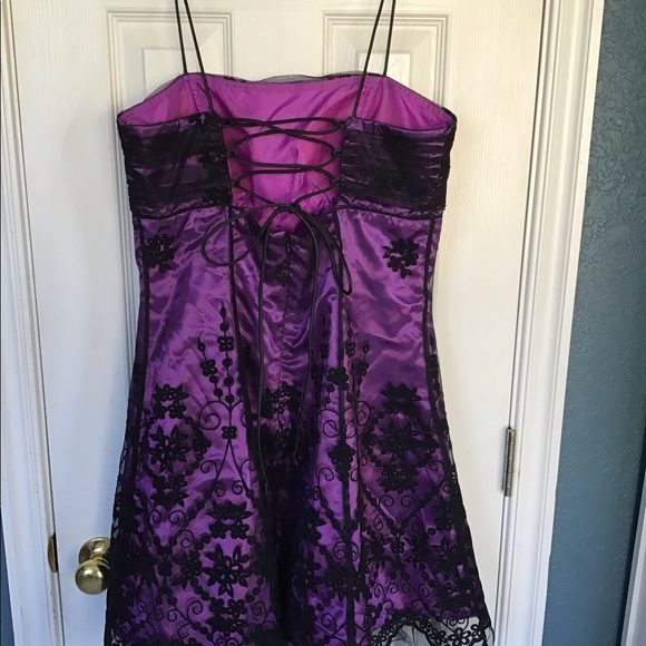 Blonde Nites Purple and Black Party Dress Size 11 - Picture 2 of 10